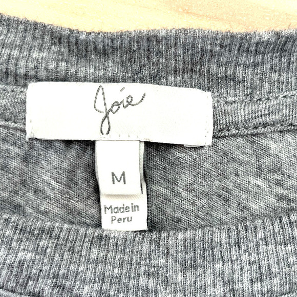 Joie Lizeth Lace Up Corset Front Short Sleeve Top in Heather Grey 100% Cotton, M - Picture 4 of 11